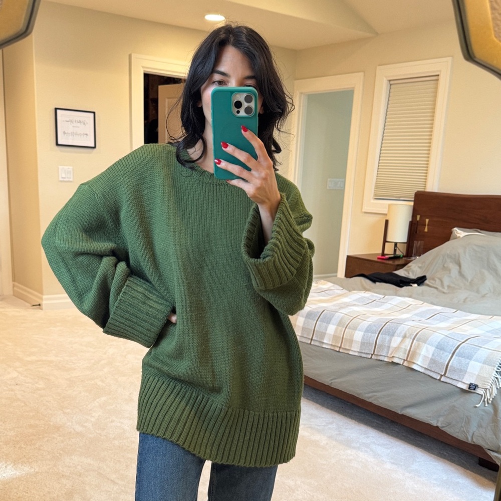 WeWoreWhat Olive V-Neck Sweater